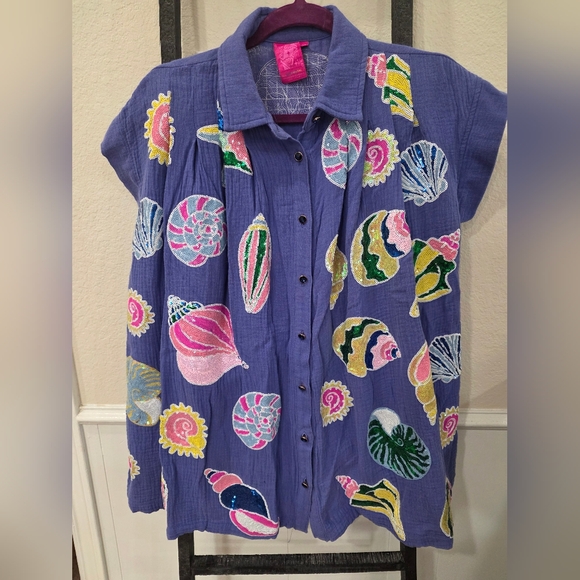 QUEEN OF SPARKLES Other - Queen of Sparkles Purple Gauze Colorblock Shell Dress Size Xs qos